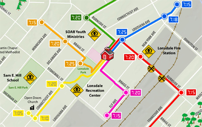 Lonsdale Walking School Bus map